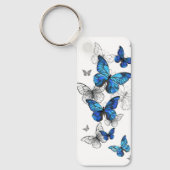 Blue Flying Butterflies Morpho Sleutelhanger (Voorkant)