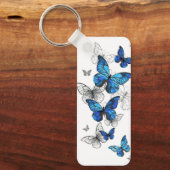 Blue Flying Butterflies Morpho Sleutelhanger (Voorkant)