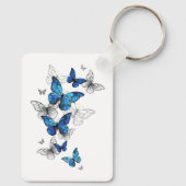 Blue Flying Butterflies Morpho Sleutelhanger (Achterkant)