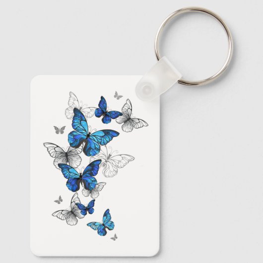 Blue Flying Butterflies Morpho Sleutelhanger (Achterkant)