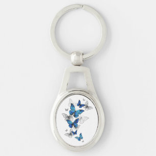 Blue Flying Butterflies Morpho Sleutelhanger