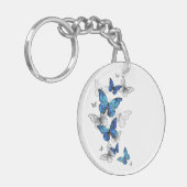 Blue Flying Butterflies Morpho Sleutelhanger (Voorkant Links)