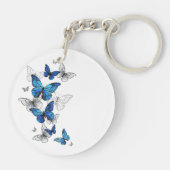 Blue Flying Butterflies Morpho Sleutelhanger (Achterkant)