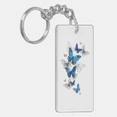 Blue Flying Butterflies Morpho Sleutelhanger (Voorkant Links)