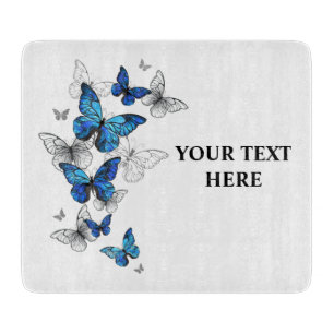 Blue Flying Butterflies Morpho Snijplank