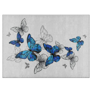 Blue Flying Butterflies Morpho Snijplank