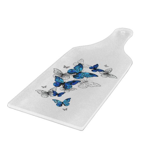 Blue Flying Butterflies Morpho Snijplank (Hoek)