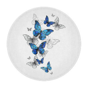 Blue Flying Butterflies Morpho Snijplank