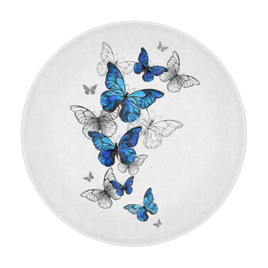Blue Flying Butterflies Morpho Snijplank (Voorkant)