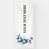 Blue Flying Butterflies Morpho Spandoek (Verticaal)