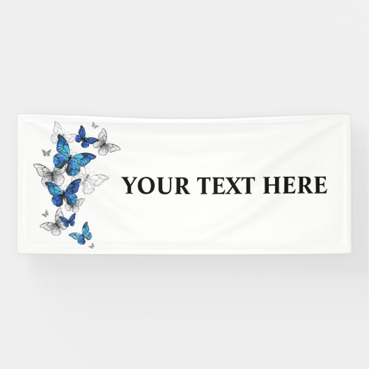 Blue Flying Butterflies Morpho Spandoek (Horizontaal)