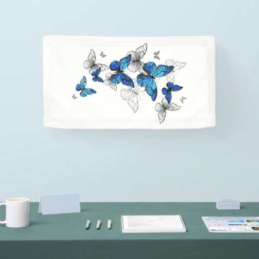 Blue Flying Butterflies Morpho Spandoek (Beurs)