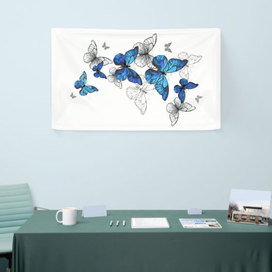 Blue Flying Butterflies Morpho Spandoek (Beurs)