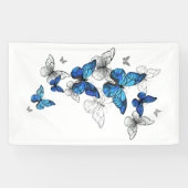 Blue Flying Butterflies Morpho Spandoek (Horizontaal)