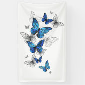 Blue Flying Butterflies Morpho Spandoek (Verticaal)