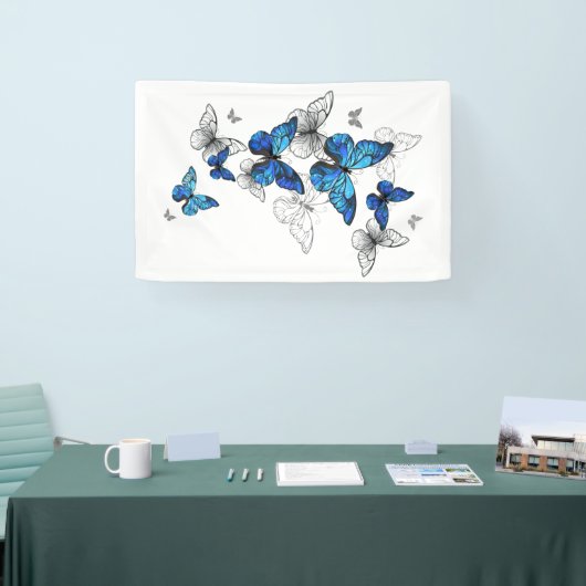 Blue Flying Butterflies Morpho Spandoek (Beurs)