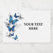 Blue Flying Butterflies Morpho Sparkling Wijnetiket (Enkel label)