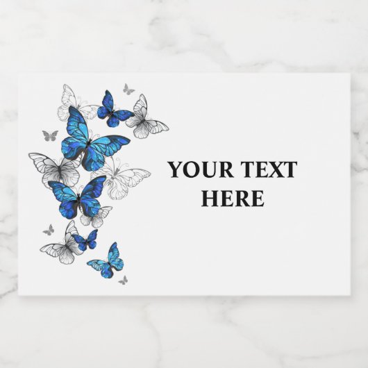 Blue Flying Butterflies Morpho Sparkling Wijnetiket (Enkel label)