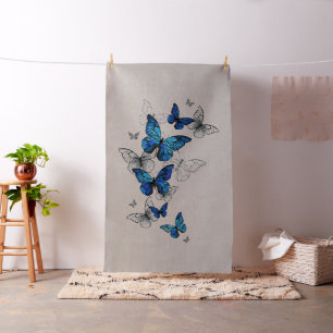 Blue Flying Butterflies Morpho Stof