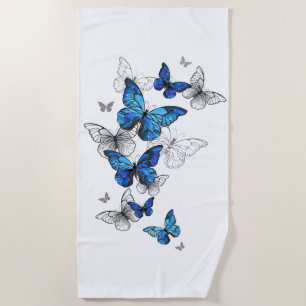 Blue Flying Butterflies Morpho Strandlaken