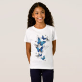Blue Flying Butterflies Morpho T-shirt (Voorkant volledig)