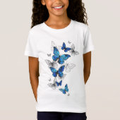 Blue Flying Butterflies Morpho T-shirt (Voorkant)