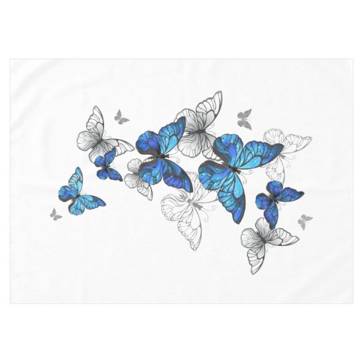 Blue Flying Butterflies Morpho Tafelkleed (Voorkant (Horizontaal))