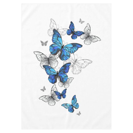 Blue Flying Butterflies Morpho Tafelkleed (Voorkant)