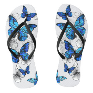 Blue Flying Butterflies Morpho Teenslippers