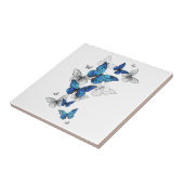 Blue Flying Butterflies Morpho Tegeltje (Zijkant)