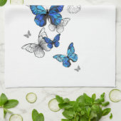 Blue Flying Butterflies Morpho Theedoek (Gevouwen)