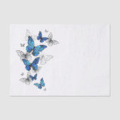Blue Flying Butterflies Morpho Tissuepapier (Voorkant)