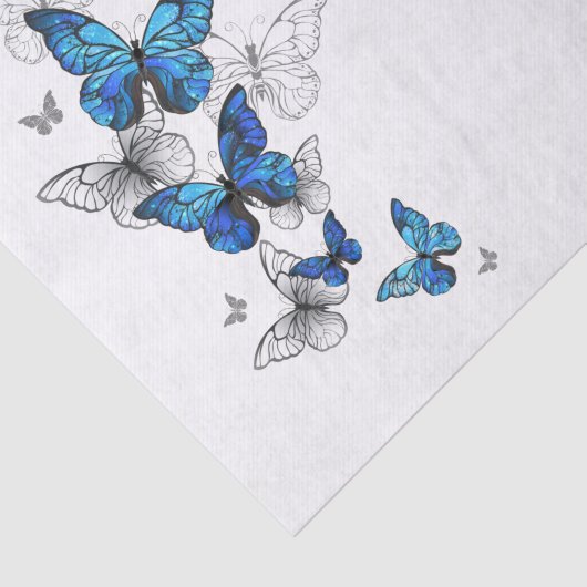Blue Flying Butterflies Morpho Tissuepapier (Detail)