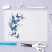 Blue Flying Butterflies Morpho Tissuepapier (Craft)