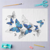 Blue Flying Butterflies Morpho Tissuepapier (Craft)