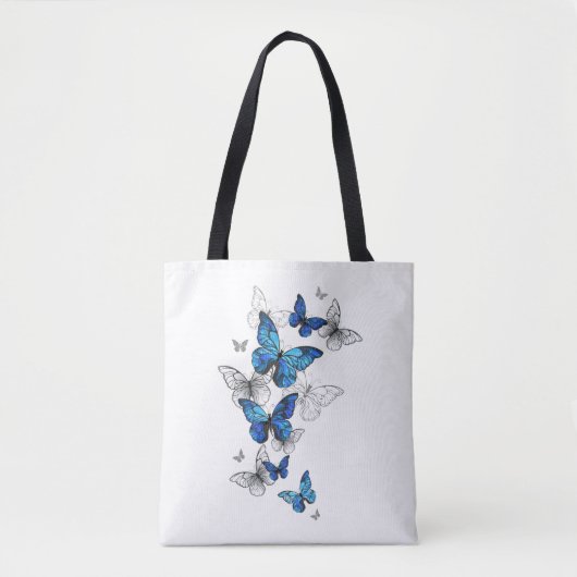 Blue Flying Butterflies Morpho Tote Bag (Voorkant)