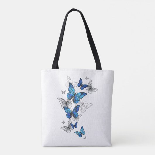 Blue Flying Butterflies Morpho Tote Bag (Achterkant)