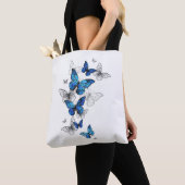 Blue Flying Butterflies Morpho Tote Bag (Dichtbij)