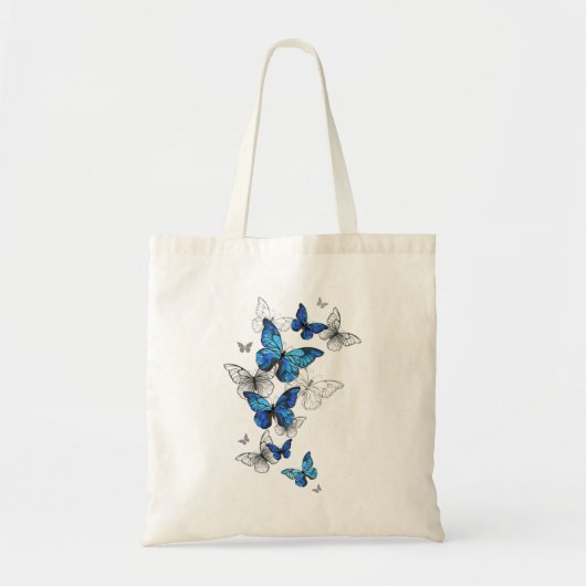 Blue Flying Butterflies Morpho Tote Bag (Voorkant)