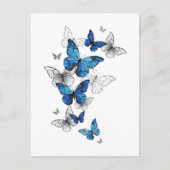 Blue Flying Butterflies Morpho Uitnodiging Briefkaart (Voorkant)