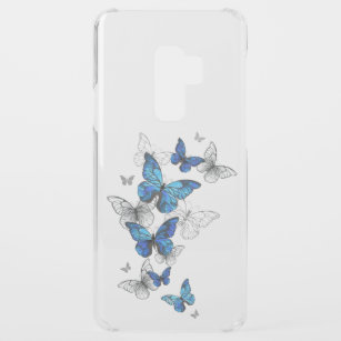 Blue Flying Butterflies Morpho Uncommon Samsung Galaxy S9 Plus Hoesje