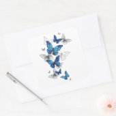 Blue Flying Butterflies Morpho Vierkante Sticker (Envelop)