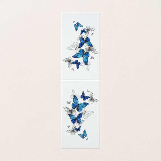 Blue Flying Butterflies Morpho Visitekaartje (Buitenkant ongevouwen)