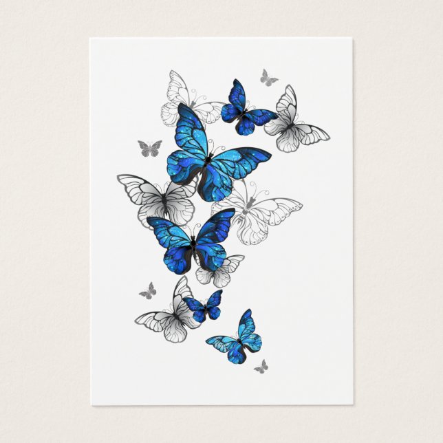 Blue Flying Butterflies Morpho Visitekaartje (Voorkant)