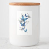 Blue Flying Butterflies Morpho Voedselcontainer Etiket (Voorkant)