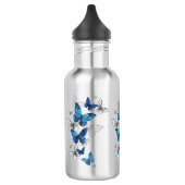 Blue Flying Butterflies Morpho Waterfles (Links)