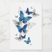 Blue Flying Butterflies Morpho Wijn Etiket (Enkel label)