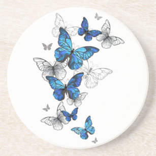 Blue Flying Butterflies Morpho Zandsteen Onderzetter