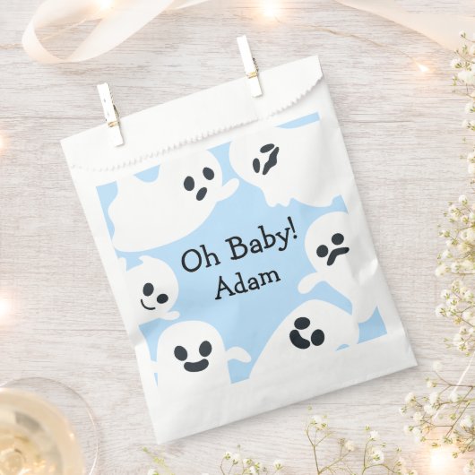 Blue Flying Ghost Halloween Baby shower Bedankzakje (Geknipt)