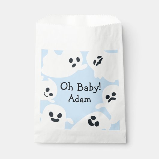 Blue Flying Ghost Halloween Baby shower Bedankzakje (Voorkant)